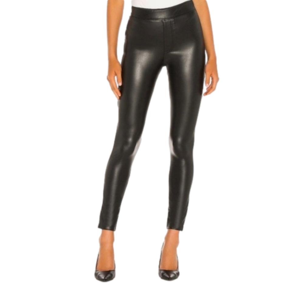 Revolve Susana Monaco Small Faux Leather Leggings side zipper Black 178 MSRP NWT